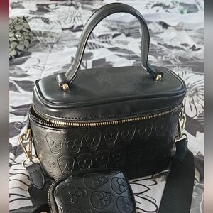 Betsey Johnson Black Skull Embossed Crossbody Bag